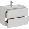 Тумба LEMARK MIANO 80 см под раковину, подвесная, 2 ящика, белый глянец LM06M80T